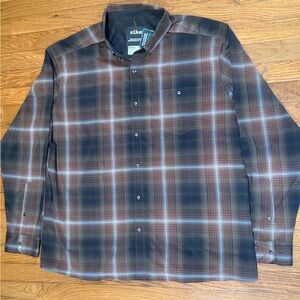 Kuhl Men's Large Red Cedar Plaid Response Snap Button UPF 30+ Shirt NWT 2XL.
